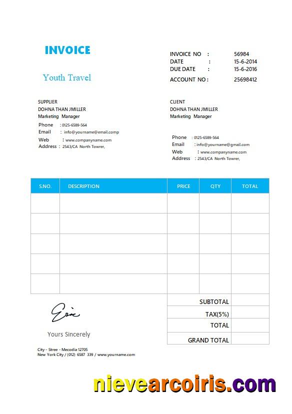 Free Simple Invoice Format
